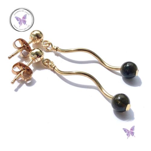 Golden Obsidian Gold Twirl Earrings